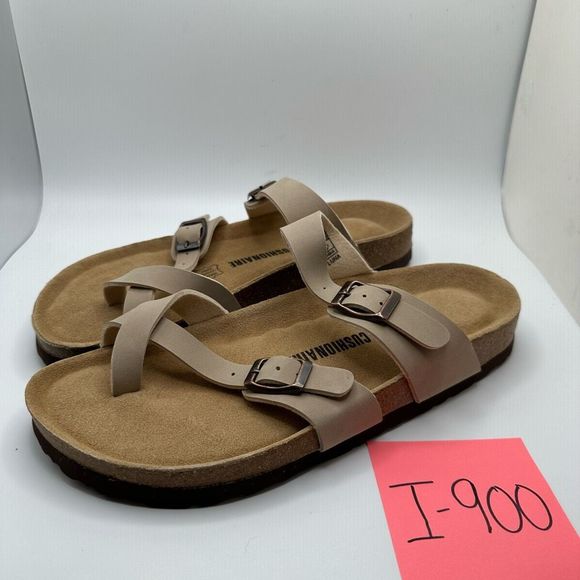 CUSHIONAIRE Women's Cork Footbed Sandal With +Comfort 10 SAND - Picture 3 of 7